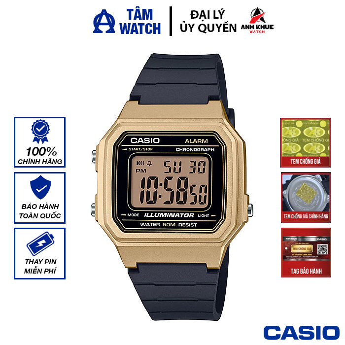 Đồng hồ nam dây nhựa casio standard chính hãng anh khuê w-217hm-9avdf