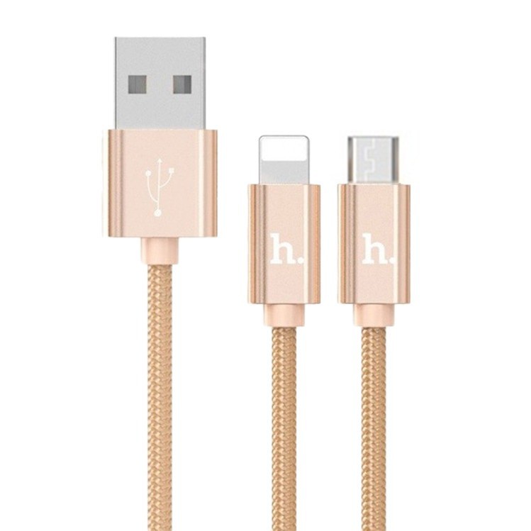 Cáp sạc 2 đầu HOCO X2 siêu bền đầu Lightning, Micro dây dài 1m - Chính hãng