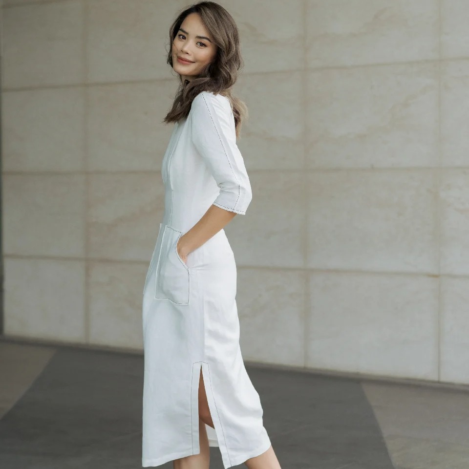 Đầm Linen Trắng F2 D388