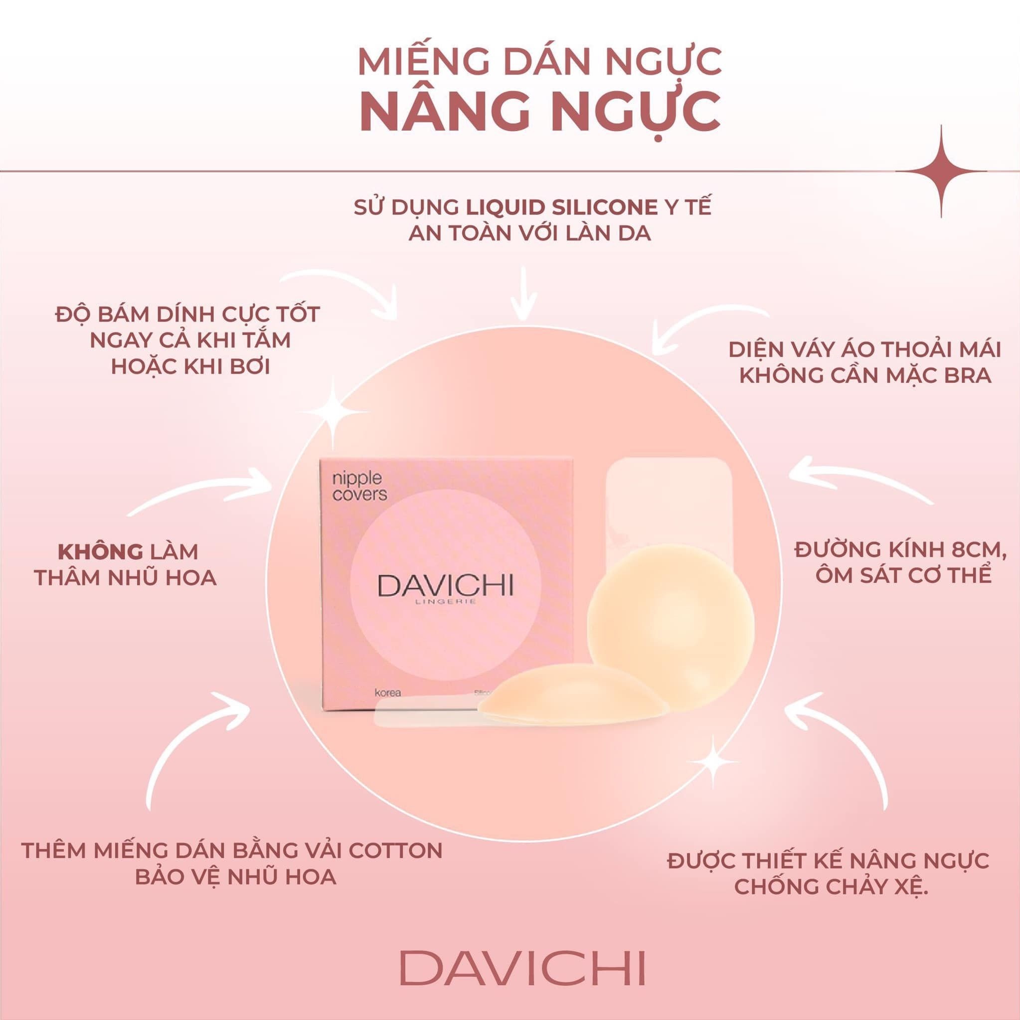 [Có Che Tên] Miếng dán ngực silicon DAVICHI dán ti siêu mỏng ôm khít bền đẹp