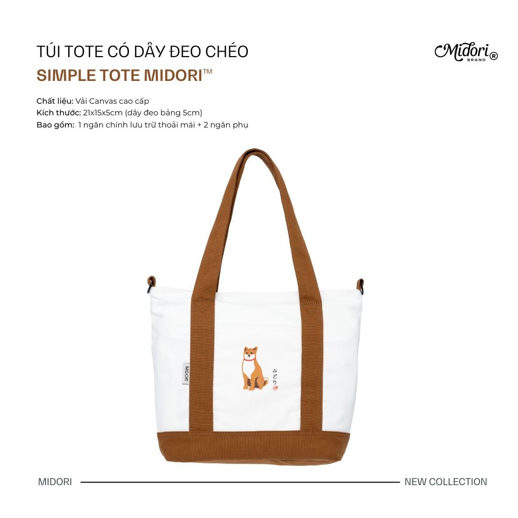 Túi Tote Có Quai Đeo Chéo Midori thời trang phong cách Nhật Local Brand Midori Studio