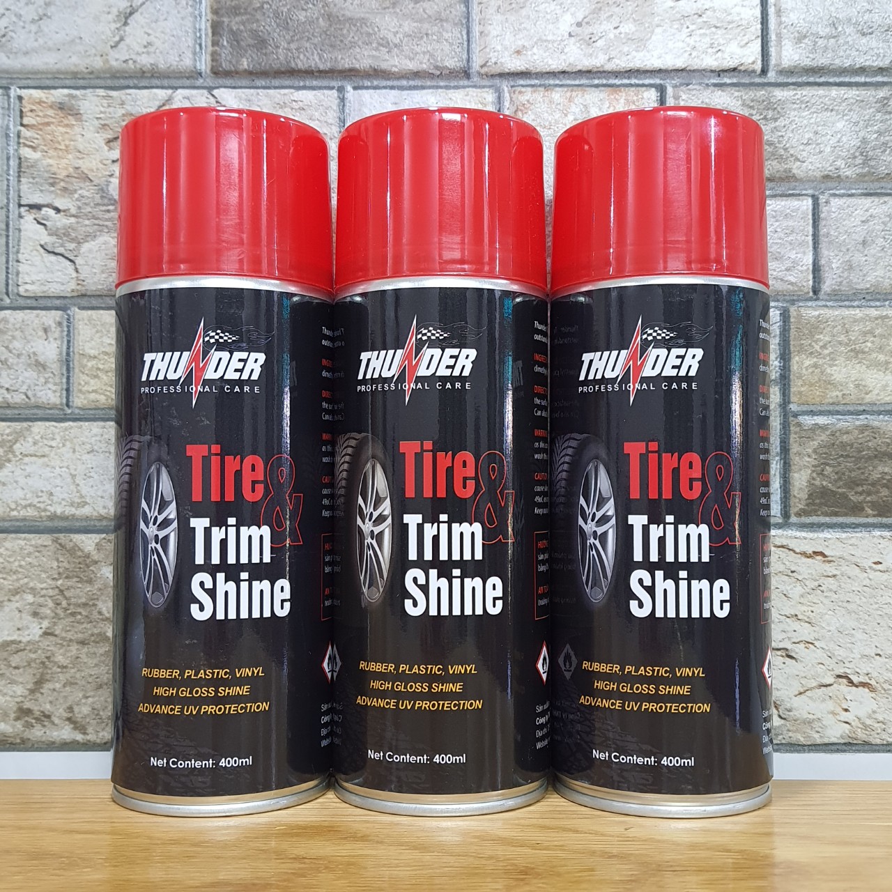 Chai Dưỡng, Phục Hồi Nhựa Nhám, Bóng Vỏ Xe Thunder Tire Trim Shine 400ML-Cao Cấp Chính Hãng Cho Mọi Loại Xe. 