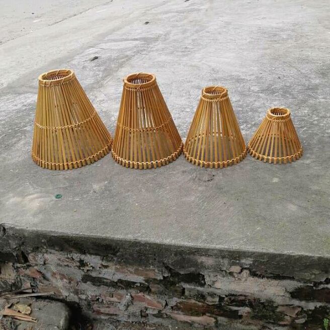 Bộ 4 chao đèn mây tre nơm xòe