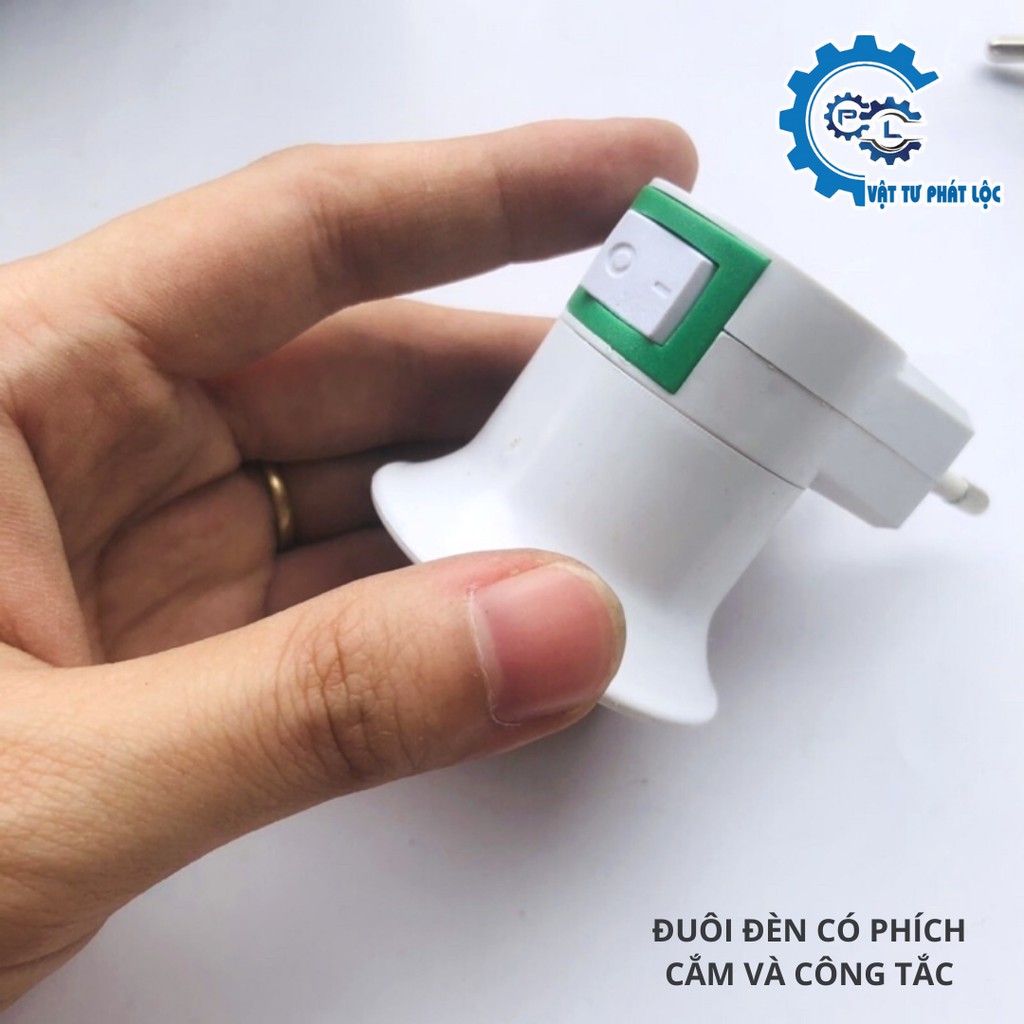 Đuôi đèn có phích cắm và công tắc tiện dụng