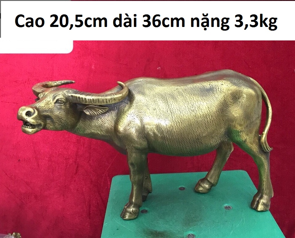 Tượng trâu bằng đồng vàng MS16