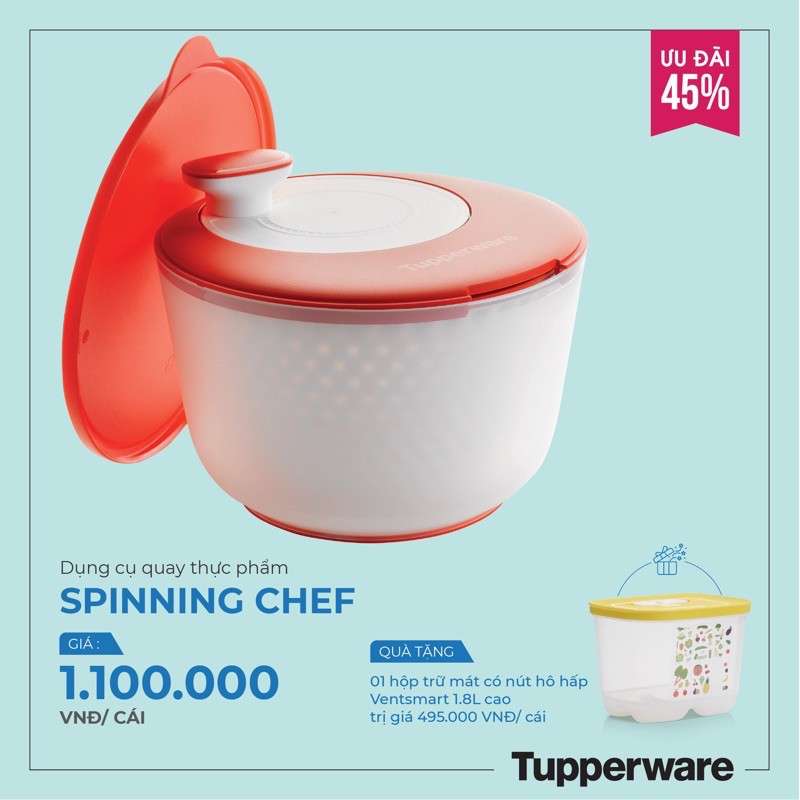 Rổ Quay rau Spinning chef Tupperware kèm quà tặng