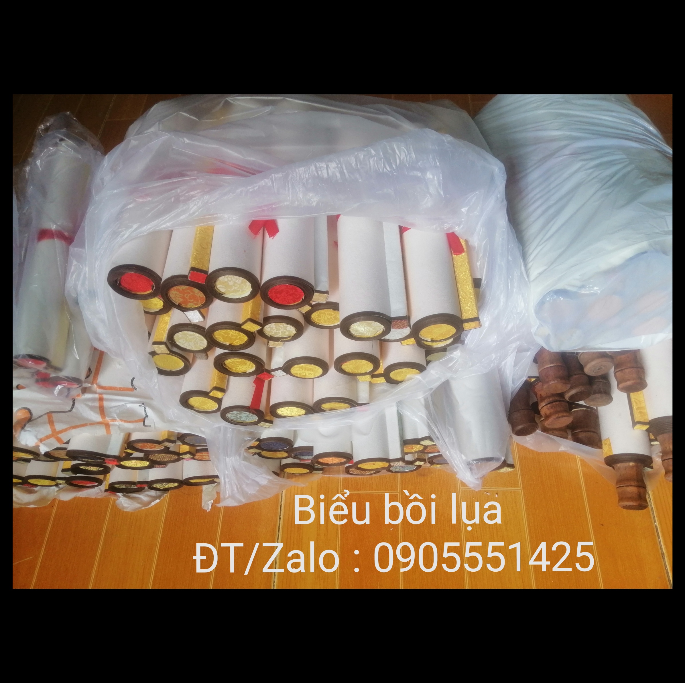 Bộ 4 tấm biểu bồi lụa . Biểu lụa thư pháp. Giấy viết thư pháp. Mành tre. Biểu bồi lụa. Thư pháp.
