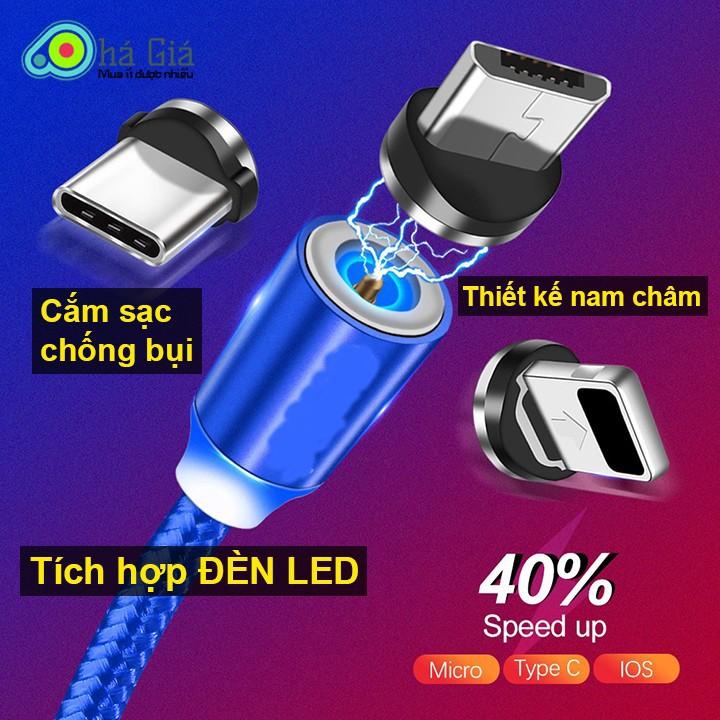 [ Tặng kèm 3 đầu nối] Dây cáp từ dây sạc lực hút mạnh đầu hút nam châm sạc điện thoại Android type-c iphone x 3 trong 1 Xiaomi Vivo Huawei Oppo Samsung 1 kèm 3 sạc trên xe Cáp dữ liệu USB 3 trong 1 (dây nylon)