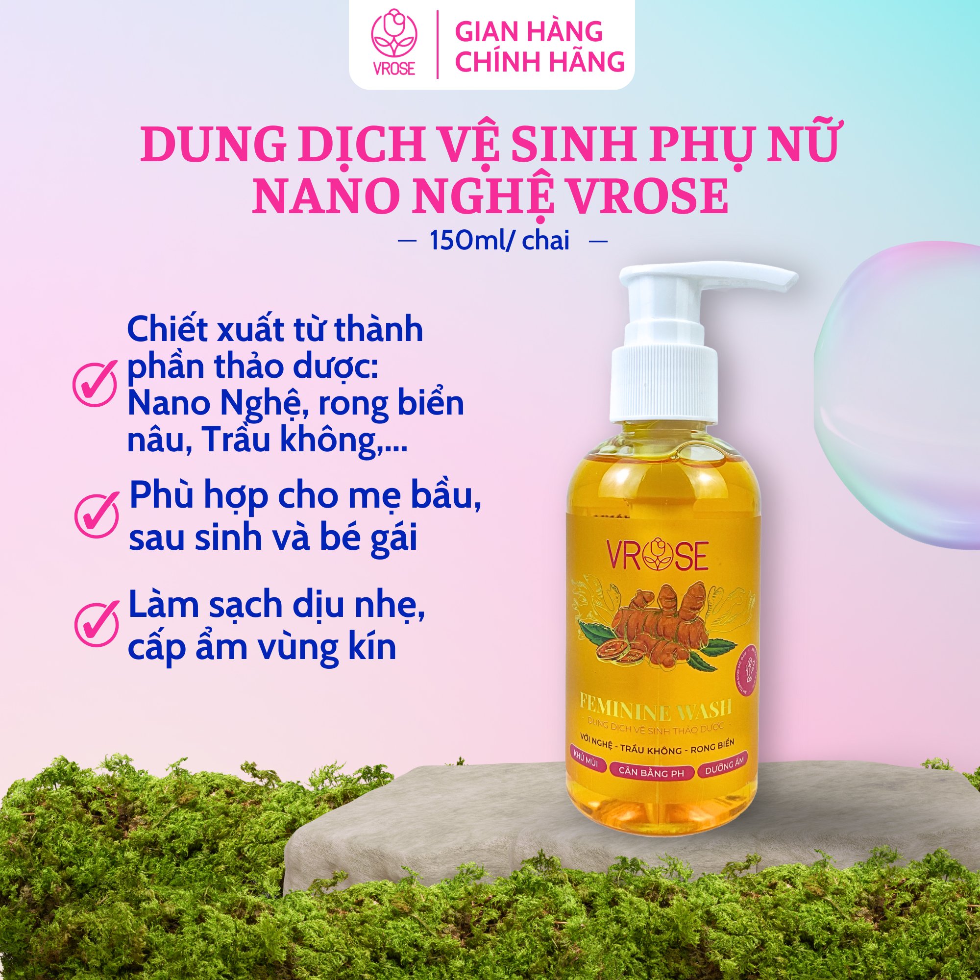 [HCM]Dung dịch vệ sinh phụ nữ nano nghệ Vrose
