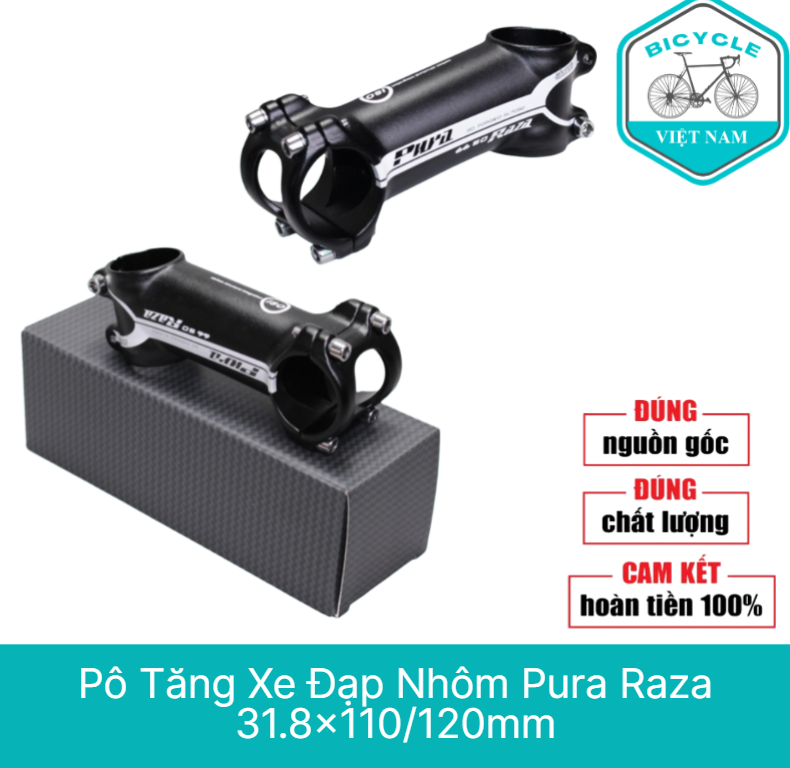 Pô tăng xe đạp nhôm pura raza 31.8x110/120mm - độ bền cao, trọng lượng nhẹ