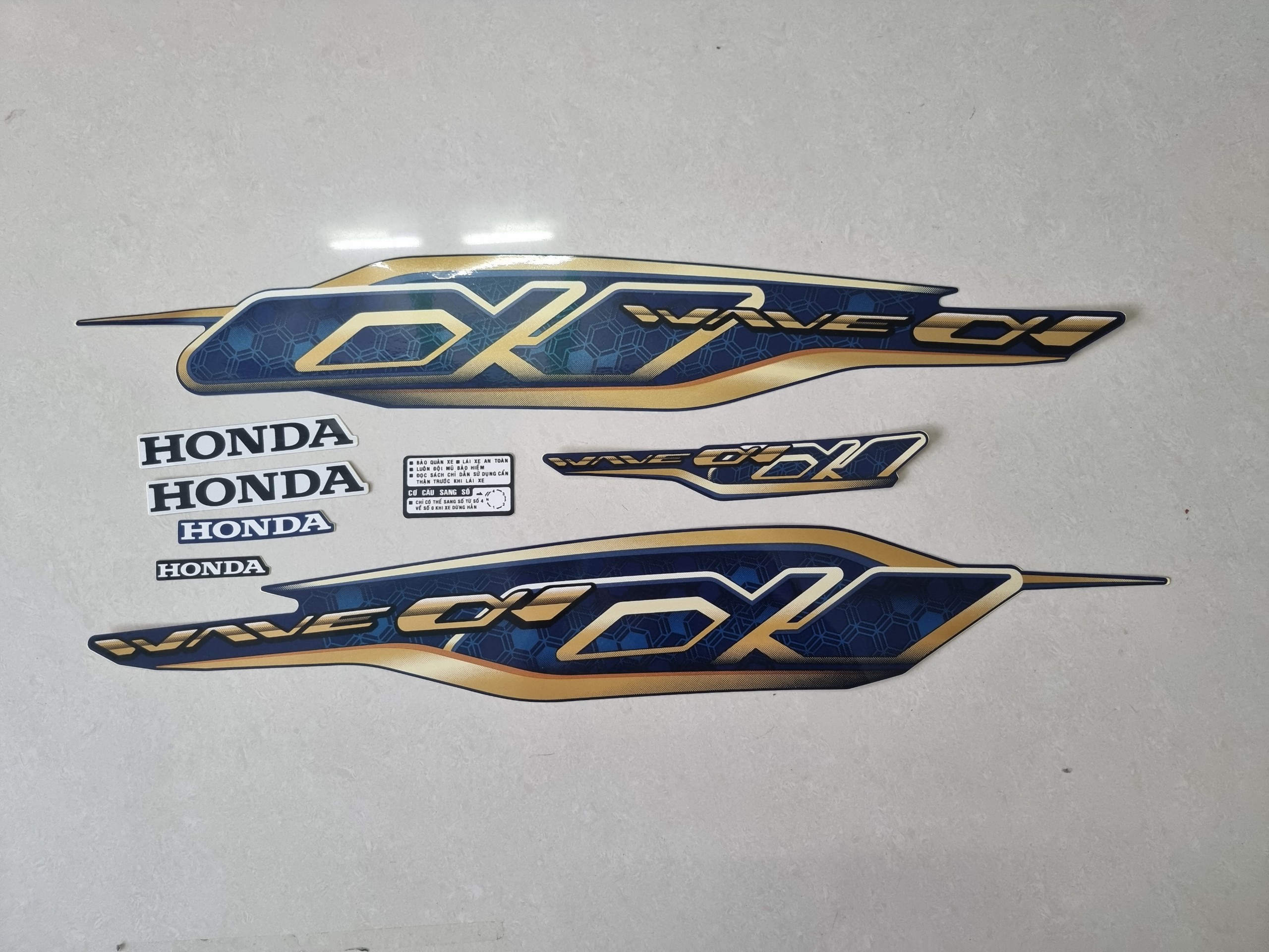 Tem lụa xe wave 2021 dán xe xanh than