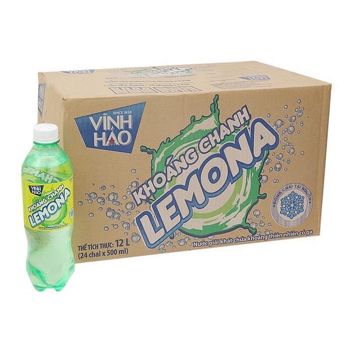 Nước khoáng chanh lemona chai 500ml(thùng 24 chai)