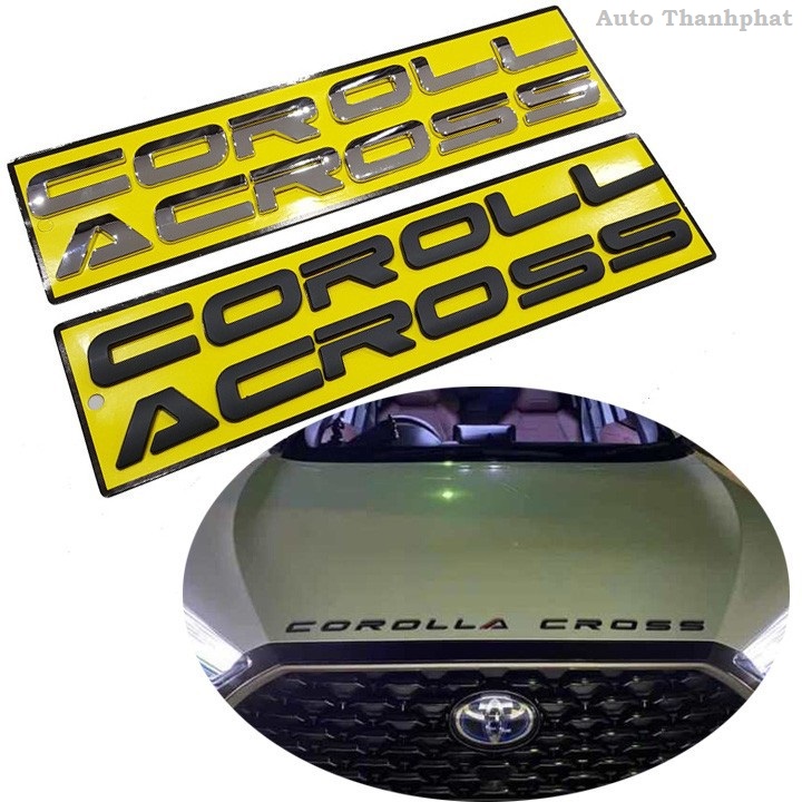 Tem chữ corolla cross 3d nổi đẹp dán capo xe toyota cross 2020-2023