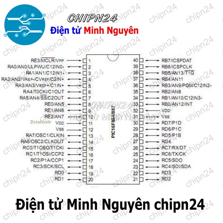 [1 con] (DIP) IC PIC16F887-I/P DIP-40 (PIC 16F887-I/P PIC16F887) - HH001881