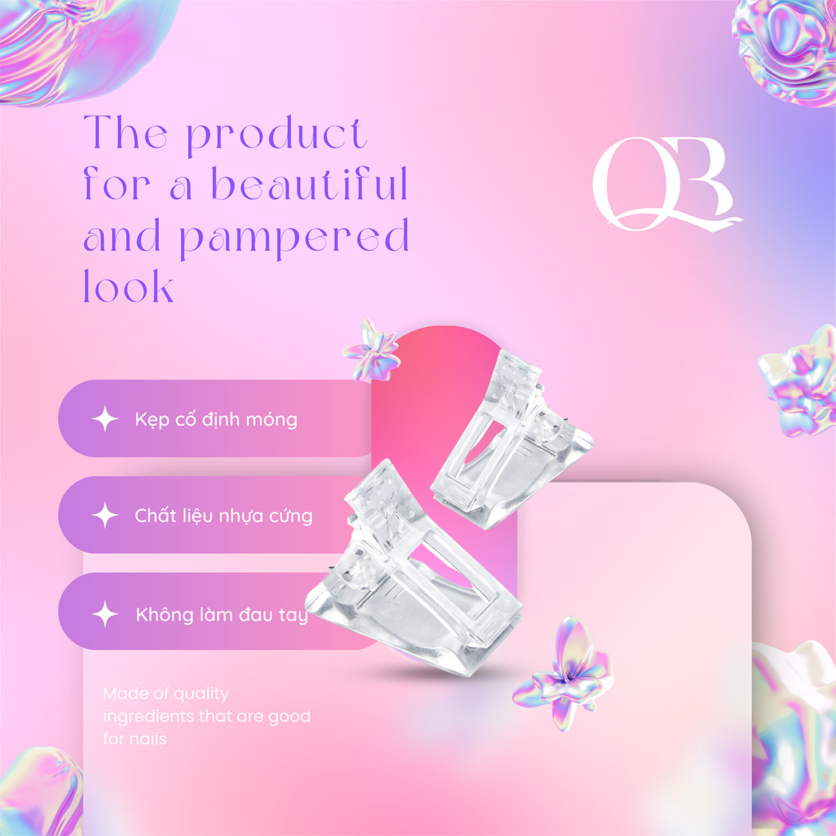 Set 2 kẹp cố định gel gôm móng giả