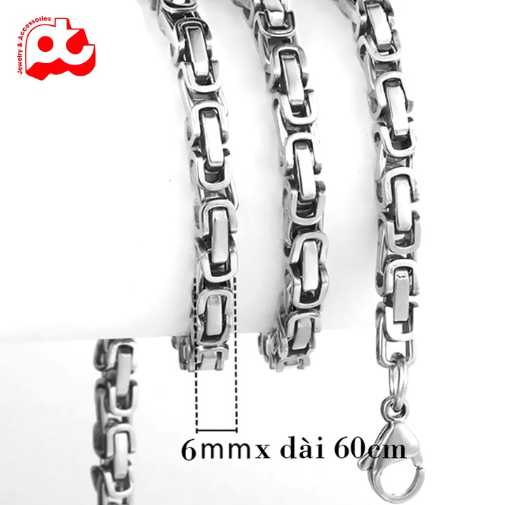 [Hoàn tiền 6%]Dây chuyền nam inox thời trang trangsucpt kích cỡ 6mm màu trắng thép không gỉ PTDCNA183