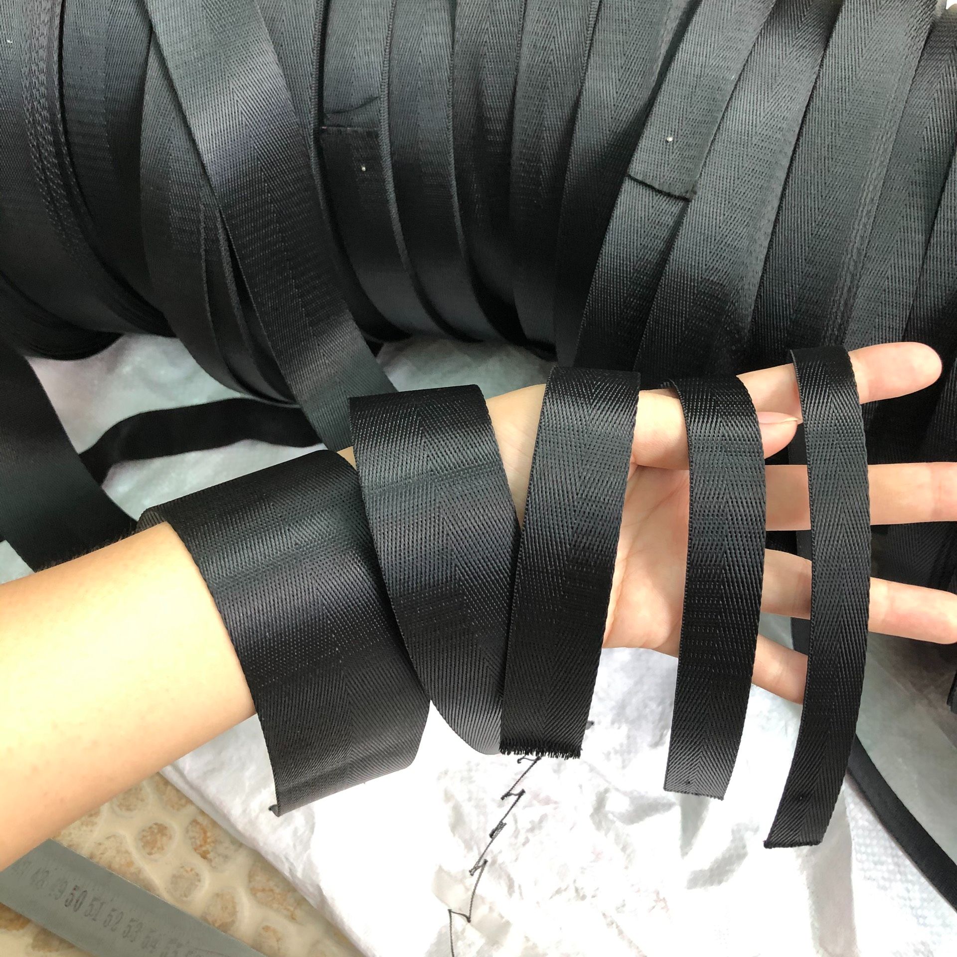 Black Straps of Various Sizes for Making Bags