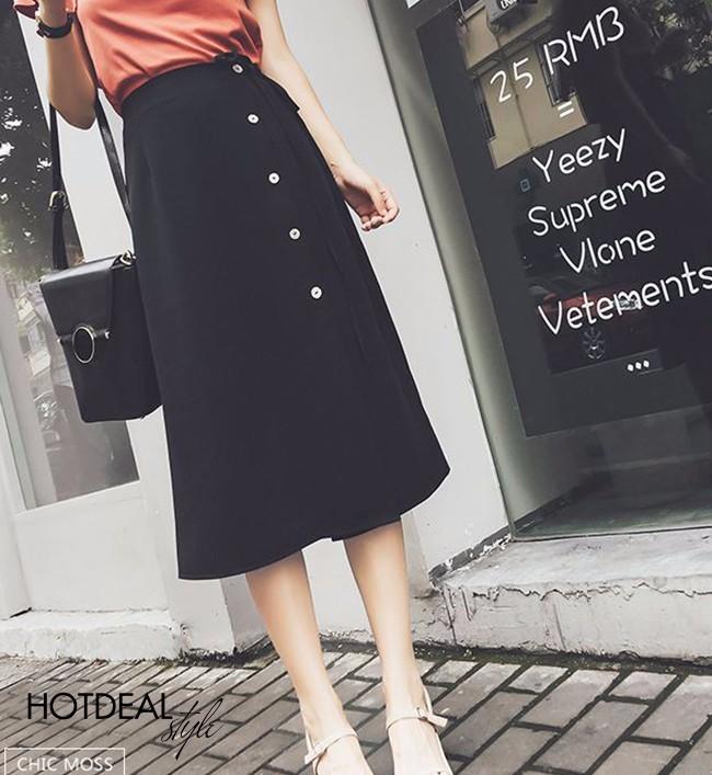 Chân váy chữ A phối nút Anie