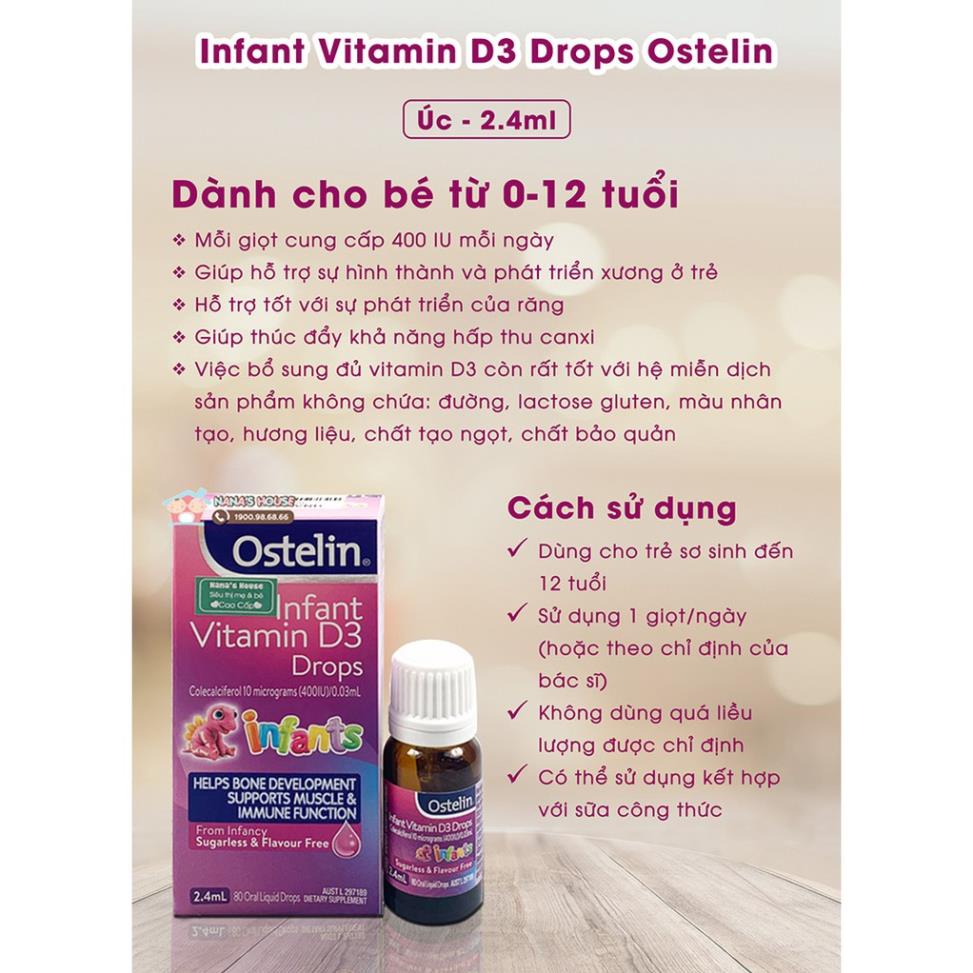 Ostelin Infant Vitamin D3 Drops 2.4ml - Hàng Úc