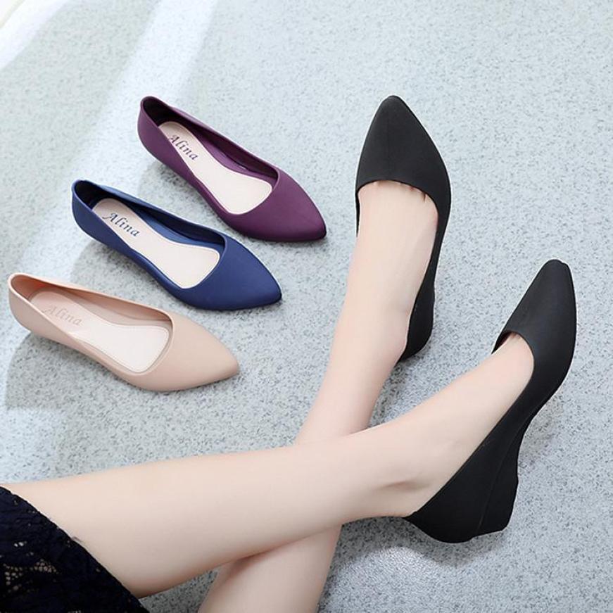 Giày nhựa đi mưa nữ 3p, giày búp bê giày công sở có khả năng chịu nước, chống trơn trượt size 36 đến 40 mẫu V158 giá rẻ