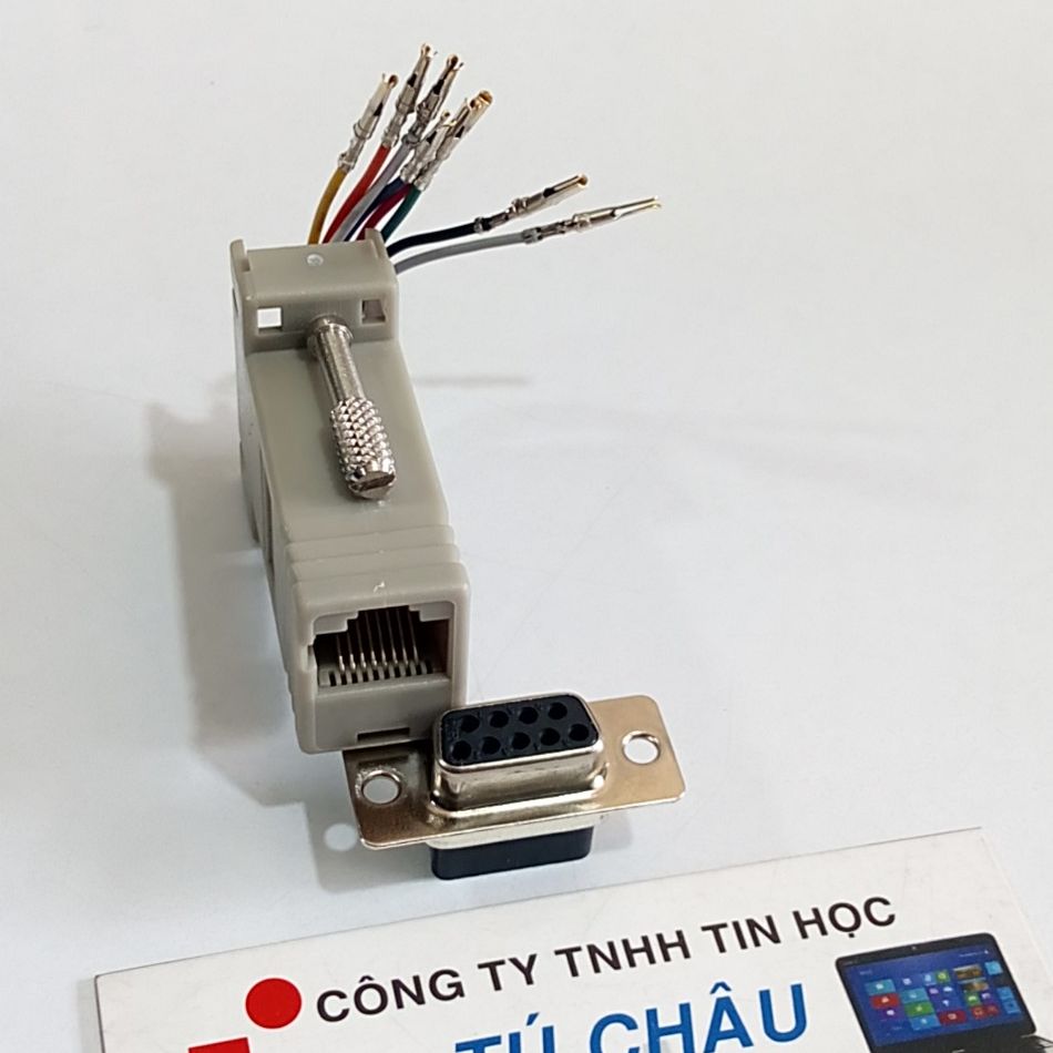 Đầu Com ra Lan: Đầu Com 9 Lổ Cái / Com 9 Kim Đực (DB9 - Hai hàng) ra Lan (RJ45)