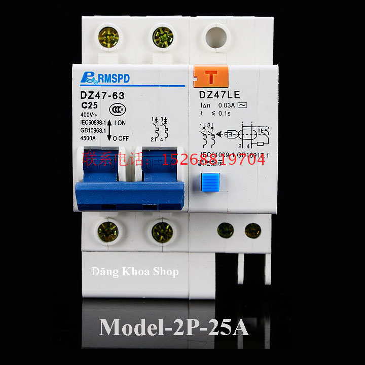 Aptomat chống giật 2P, dòng điện:  25A