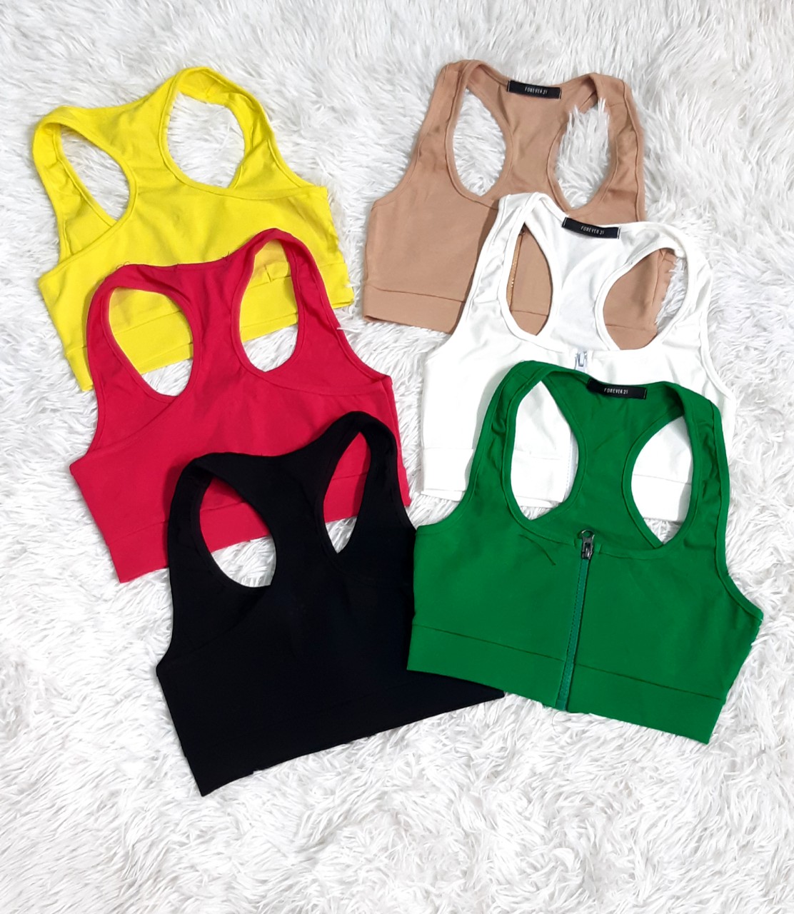 Áo croptop 2 dây kéo khóa thời trang