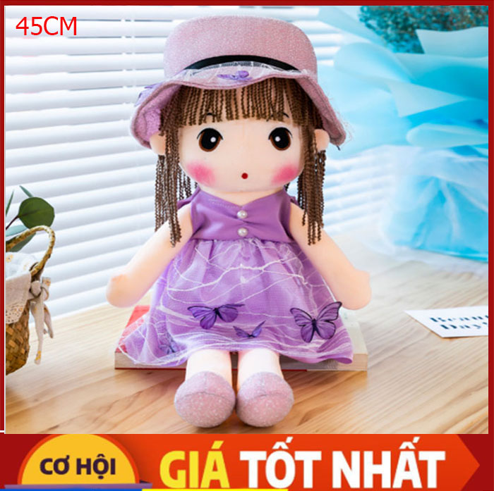 Búp Bê Bằng Vải Bông Mềm Chiều Dài 45cm - Hoa Tím