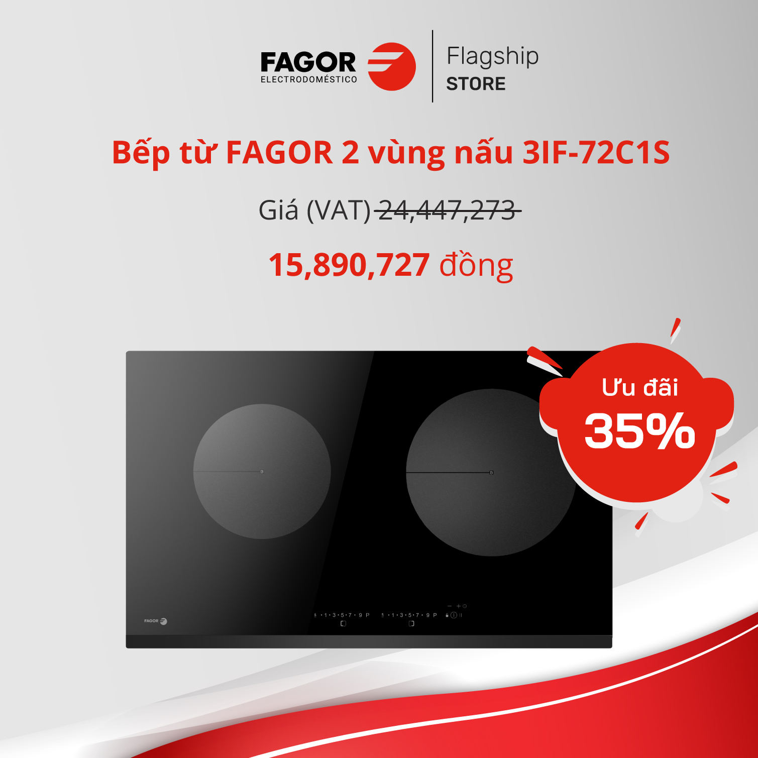 Bếp từ FAGOR 2 vùng nấu 3IF-72C1S