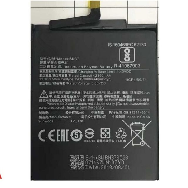 Pin xịn Xiaomi Redmi 6A / Mi 6A ( Bn37)-Hàng nhập khẩu bảo hành 6 tháng chất lượng đảm bảo cam kết hàng nhận được đúng mô tả
