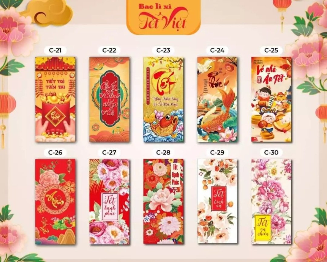 Combo 100 Bao Lì Xì Tết 2022 Mix 20 Mẫu