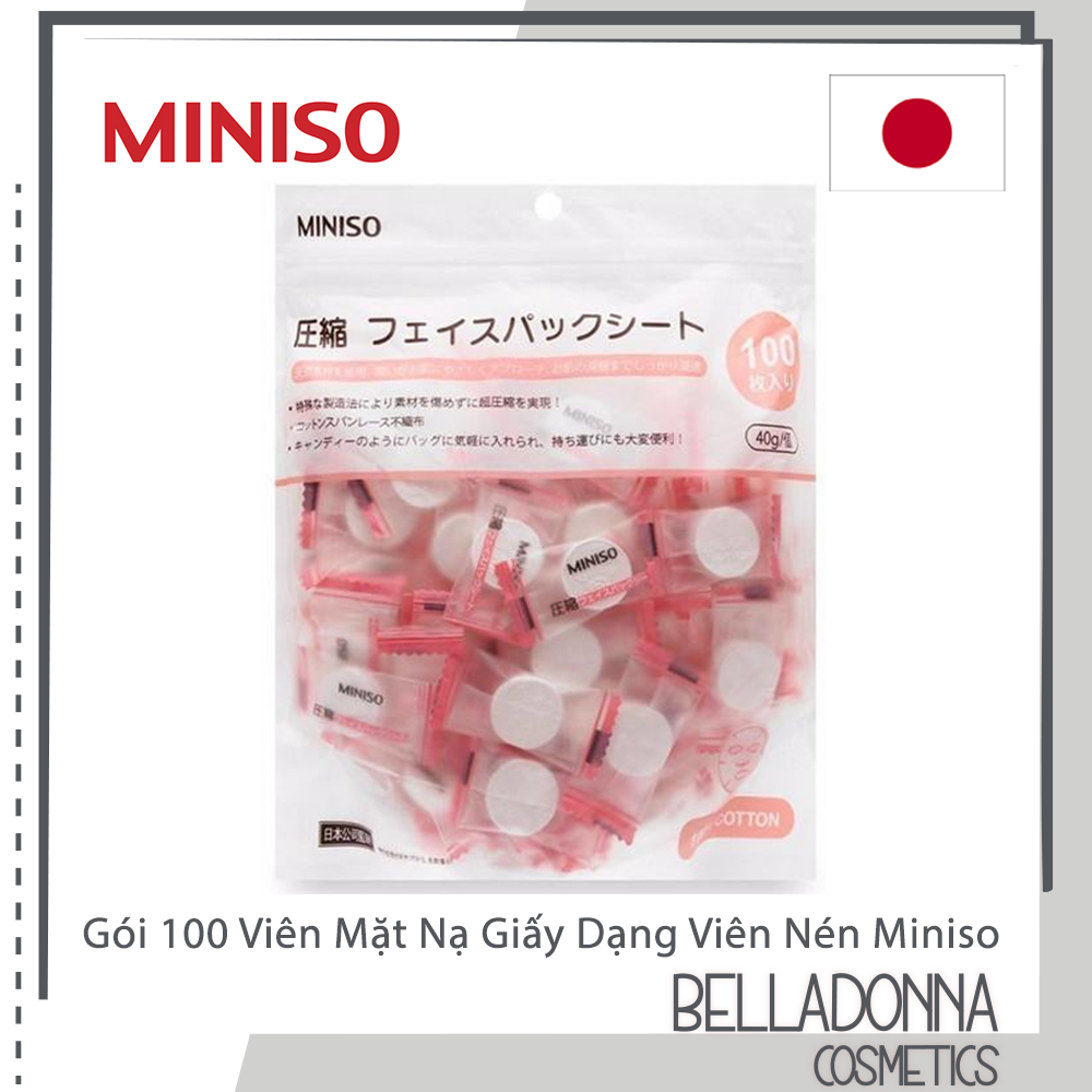 Gói 100 Viên Mặt Nạ Giấy Dạng Viên Nén Miniso Nhật Bản