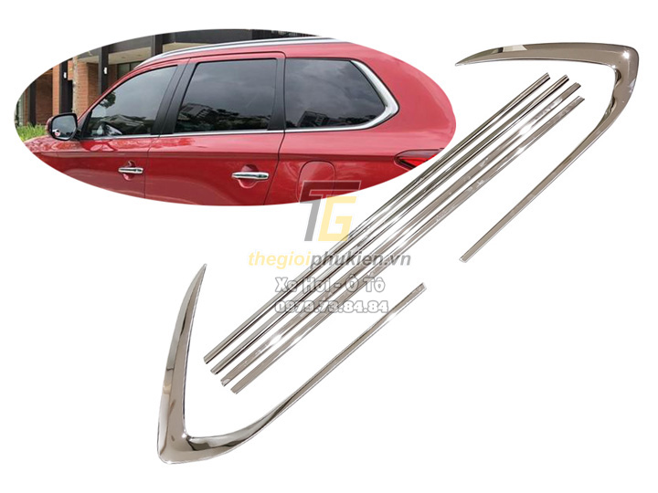 Bộ Nẹp viền chân kính INOX dành cho xe Mitsubishi Outlander