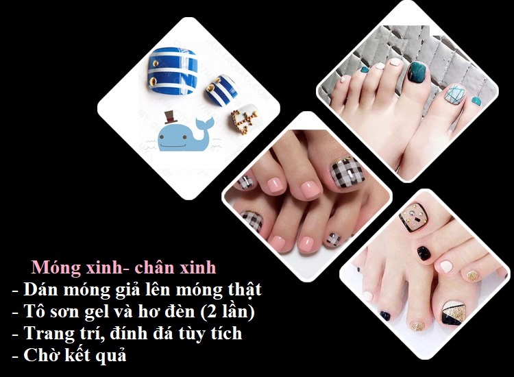 Móng chân giả trong suốt bịch 500 cái (kèm dũa+keo dán)
