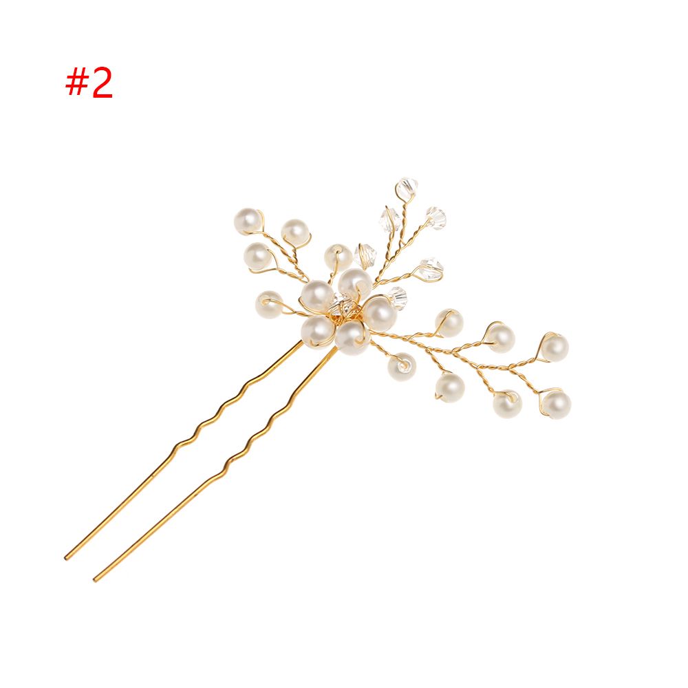 1 pc Handmade pearl point diamond U-shaped hairpin gold ball bride bridesmaid hair accessories pearl hairpin luxury women crystal rhinestone wedding hairpin stick