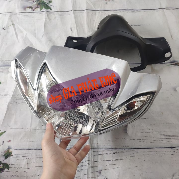 [CHẤT - 3 món ] Đầu xe máy kèm pha đèn xe SIRIUS màu BẠC