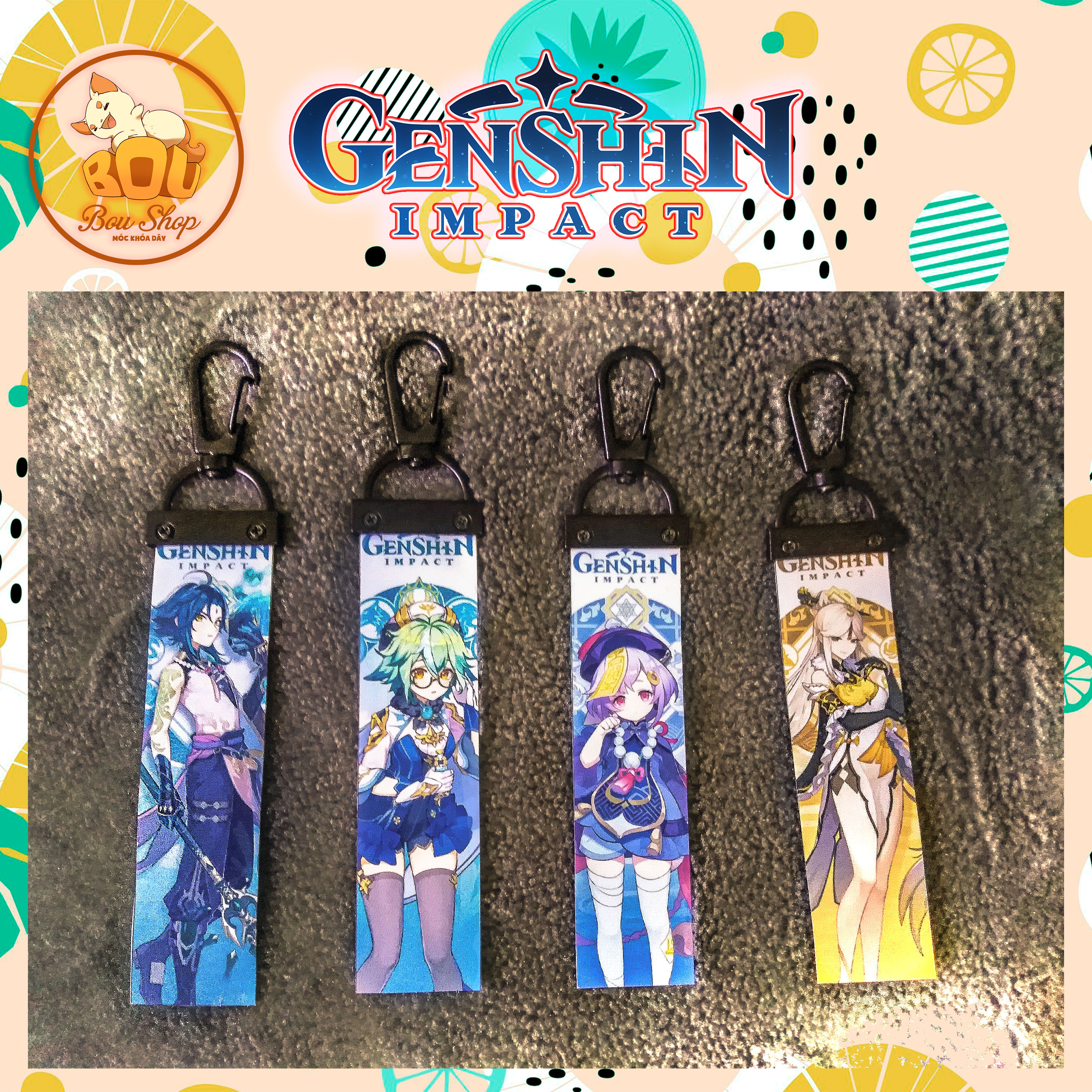 [HCM]Móc khóa dây Strap NameTag Genshin Impact