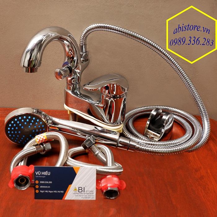 Trọn bộ vòi sen liền chậu lavabo loại to kèm dây bát sen prai đôi dây cấp nước inox 40cm, Bộ sen vòi liền chậu nóng lạnh, bộ vòi lavabo liền sen