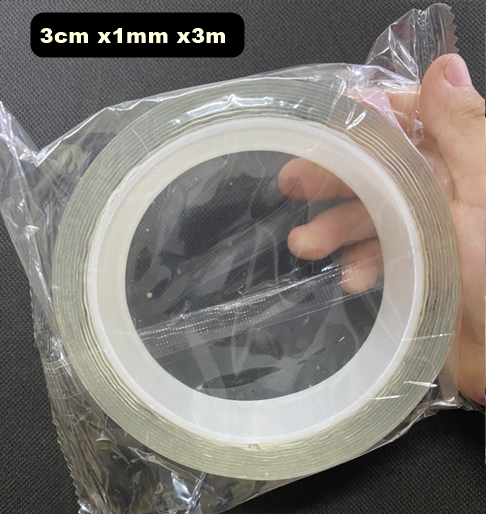 Băng Keo 2 Mặt Bản 3cm x 2mm cuộn băng keo 2 mặt trong suốt chất liệu silicon Nano siêu dính