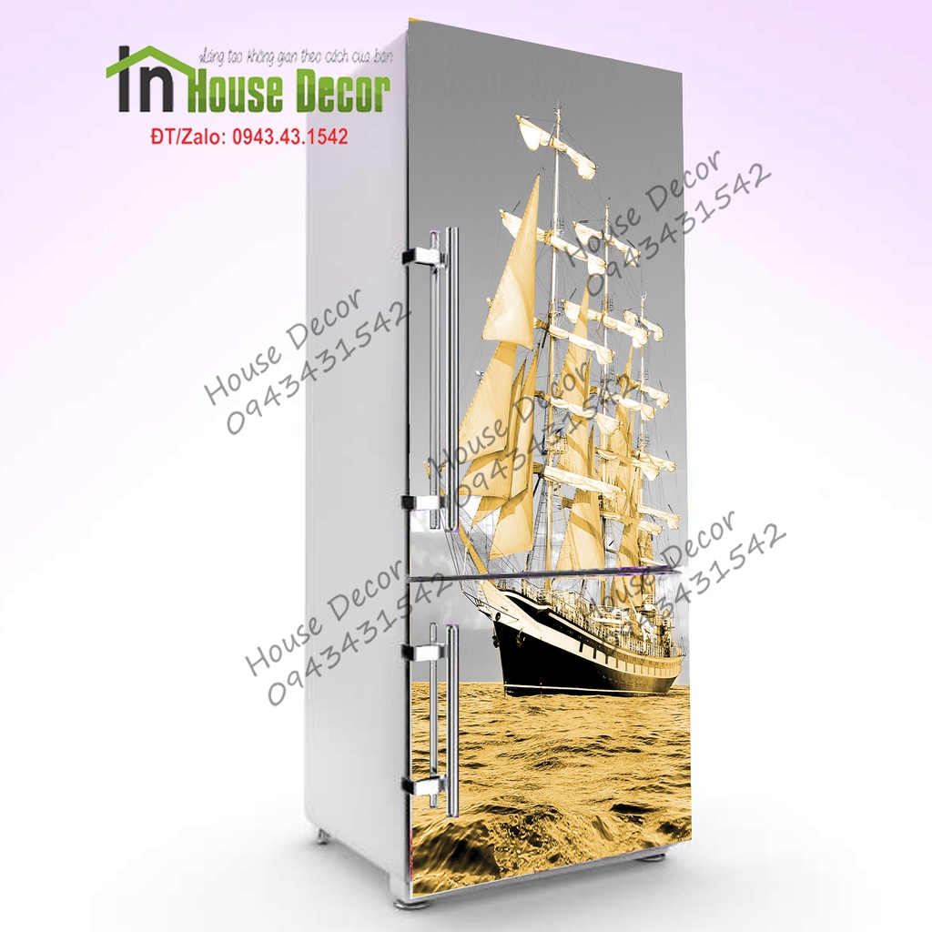 Decal Dán Tủ Lạnh Chống Thấm Nước - Phù Hợp Mọi Loại Tủ chất liệu cao cấp. Nhựa PVC độ bền cao không thấm nước House Decor- thuyen buom