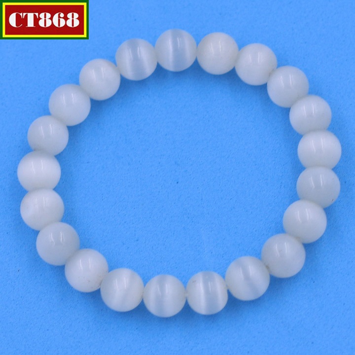 Bracelet cat eye stone 8 Cup 21 beads (white)