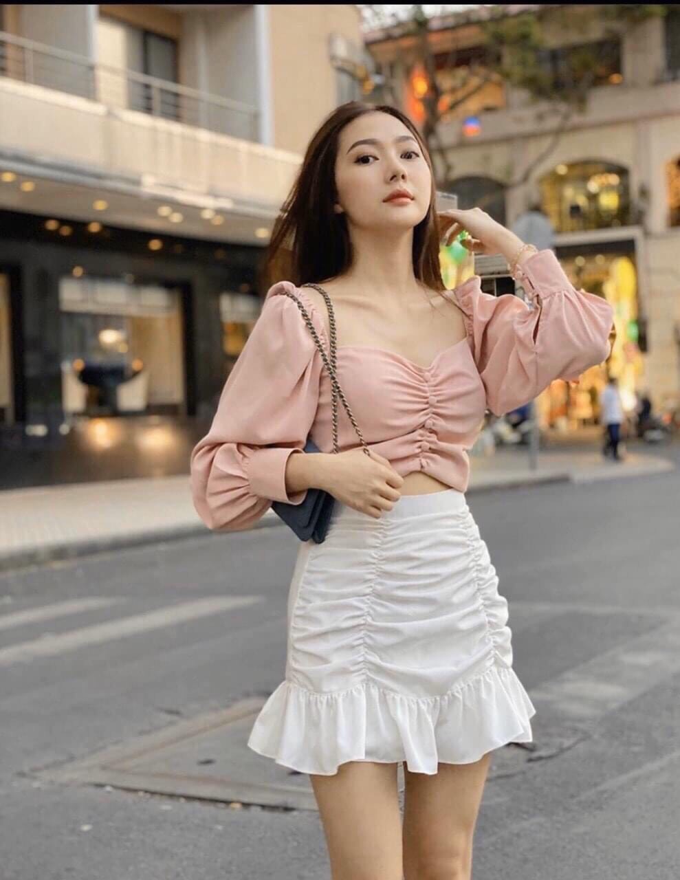 Set áo kiểu chân váy dúng  (Kèm ảnh thật)