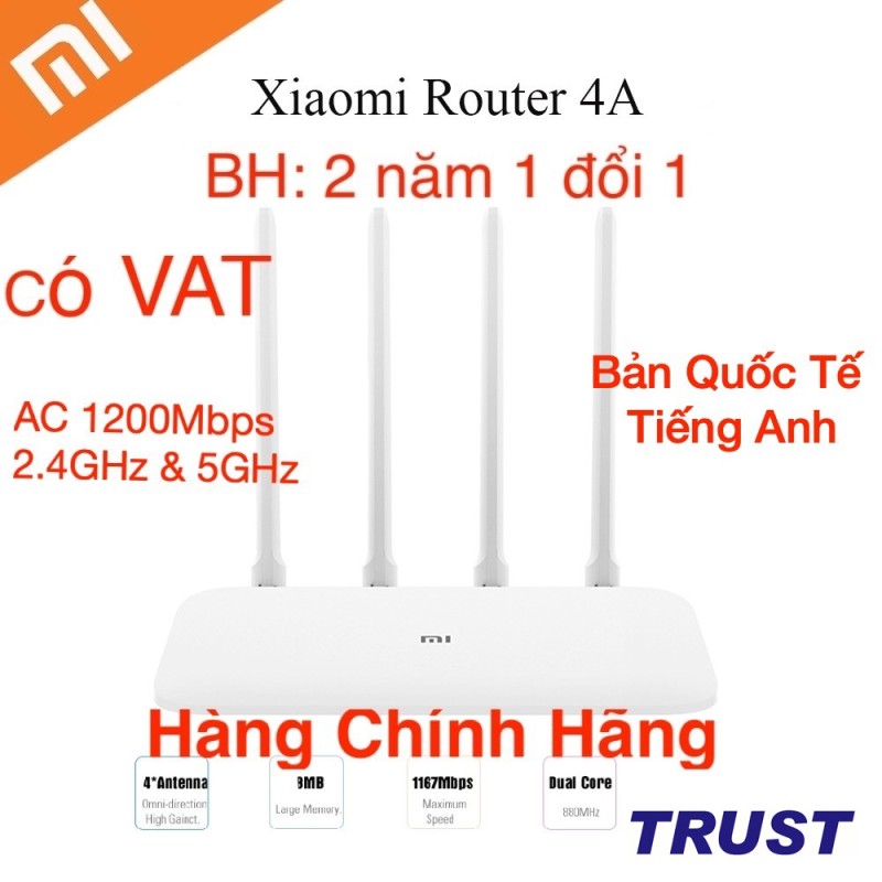 Bảng giá Xiaomi AC 1200Mbps Dualband Bộ Phát Wifi R4AC - Mi Router 4A - Quốc Tế Tiếng Anh-BH 2 năm 1 đổi 1-Hàng Chính Hãng Phong Vũ