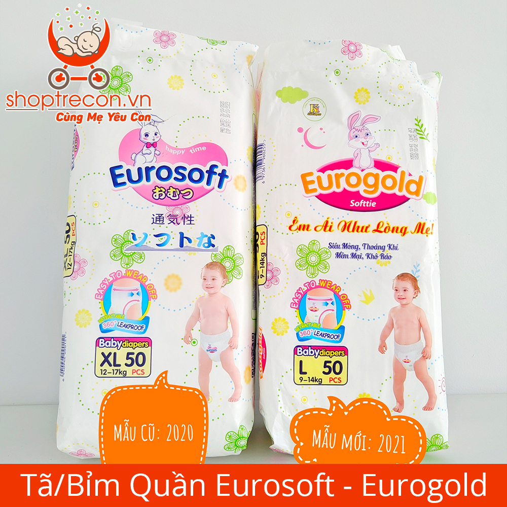 [Miễn phí vận chuyển] Tã bỉm quần cho bé EUROGOLD đủ size M, L, XL, XXL, XXXL siêu thấm hút, mềm mại, khô thoáng và an toàn cho da bé