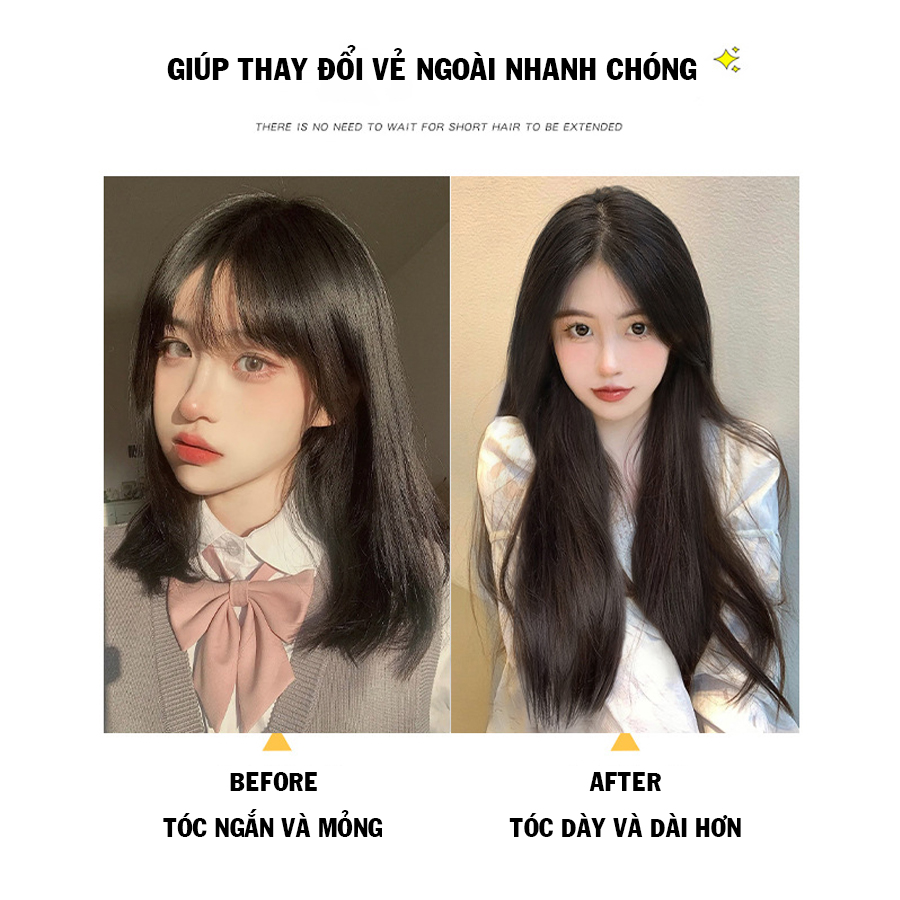 Tóc kẹp phồng dải 3 sét thẳng có độ dài 45cm và 55cm