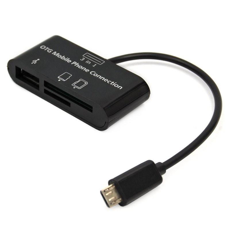 Đầu đọc thẻ Android + Hub OTG 3 trong 1 cao cấp giá rẻ