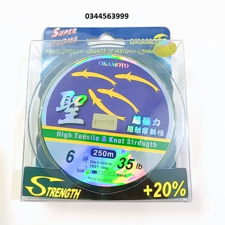 Cước câu cá OKMOTO 4 con cá dài 250m đủ số từ 1-10  (cam kết đổi trả trong 2 tuần đầu)