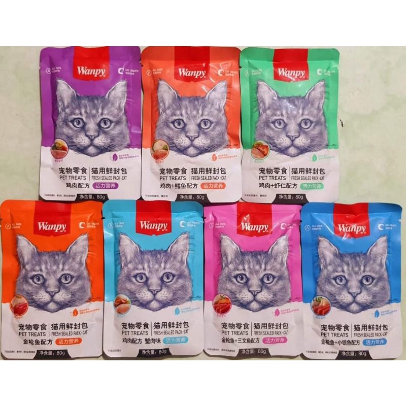 Pate cho mèo Wanpy gói 80gram đủ vị