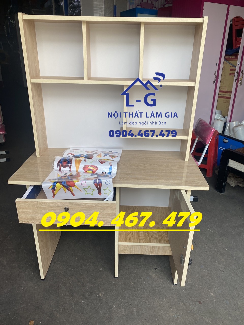 Bàn học sinh ván ép okal 1m - bàn học trẻ em
