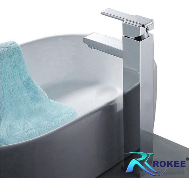 Vòi lavabo nóng lạnh vuông 20cm Rokee - R218 (Trắng bạc)